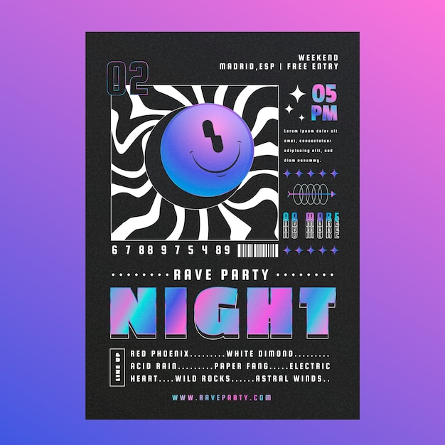 Realistic rave poster design