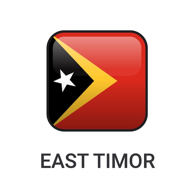 Реалистичный прямоугольный вектор иконки флага восточного тимора, выделенный на белом фоне для иконы спортивного матча