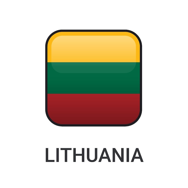 Vettore realistico dell'icona della bandiera della lituania a rettangolo isolato su sfondo bianco per l'icona della partita sportiva