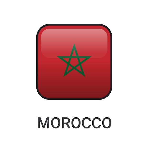 Rettangolo realistico icona bandiera marocco vettore isolato su sfondo bianco per icona partita sportiva