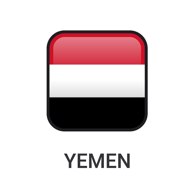 Realistic rectangle yemen flag icon vector isolated on white background for sport match icon