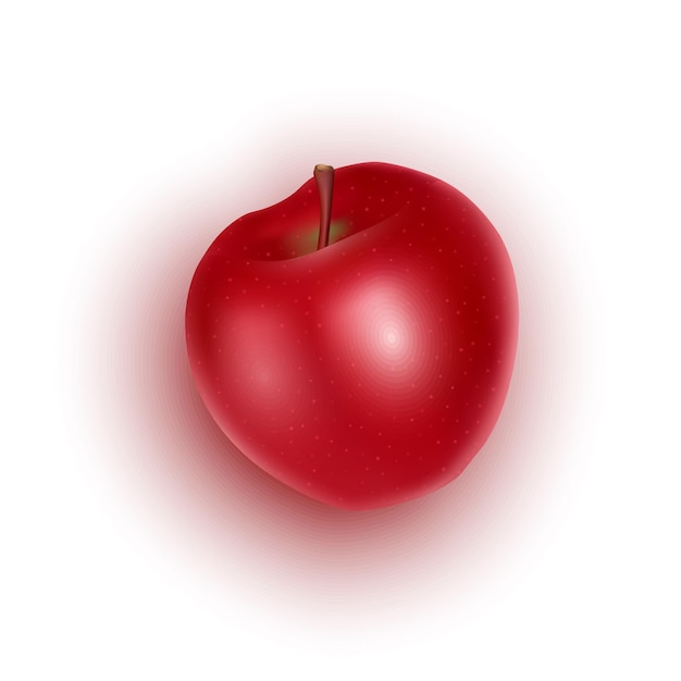 Realistic red apple on white background Ripe apple in vector format