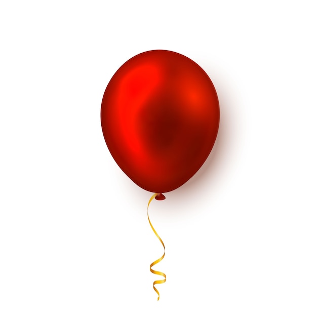 Vector realistic red balloon isolated on white