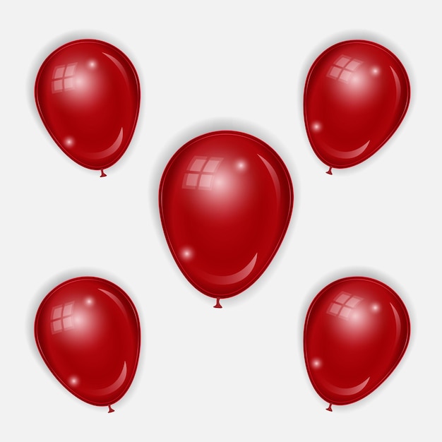 Realistic red balloons illustration on isolated background