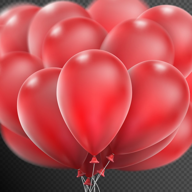 Realistic red balloons.