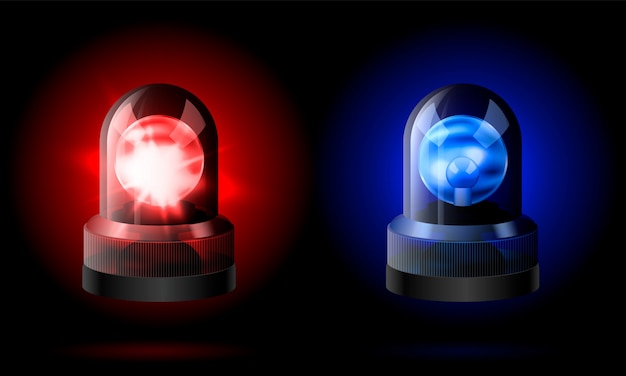 Vector realistic red and blue flashers siren.