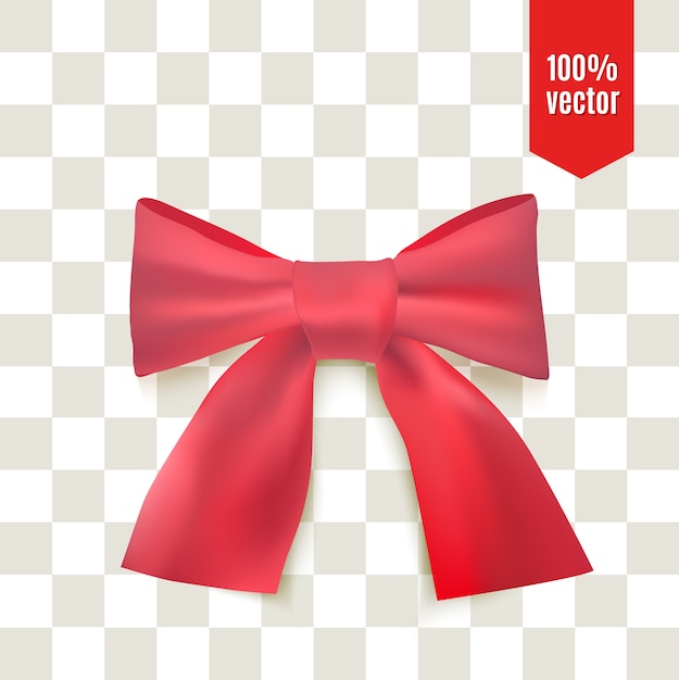 Vector realistic red bow and ribbon.