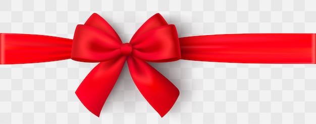 Realistic red bow and ribbon.