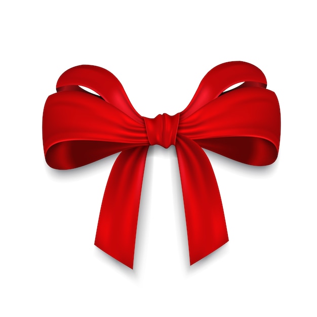 Realistic red bow and ribbon. 