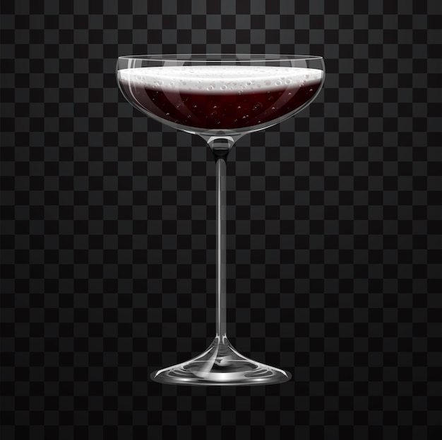 Realistic red champagne glass isolated on transparent background