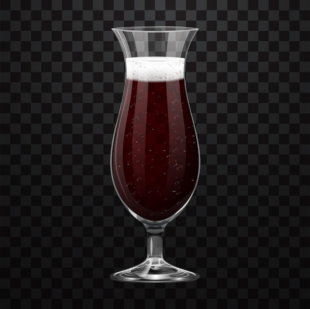透明な背景に分離された現実的な赤いカクテル グラス