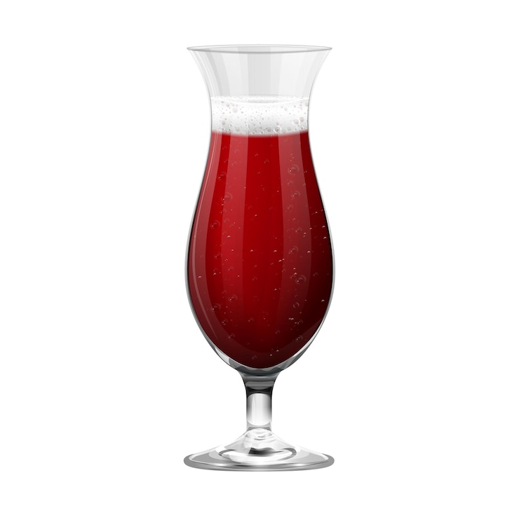 Vector realistic red cocktail glass isolated on white background
