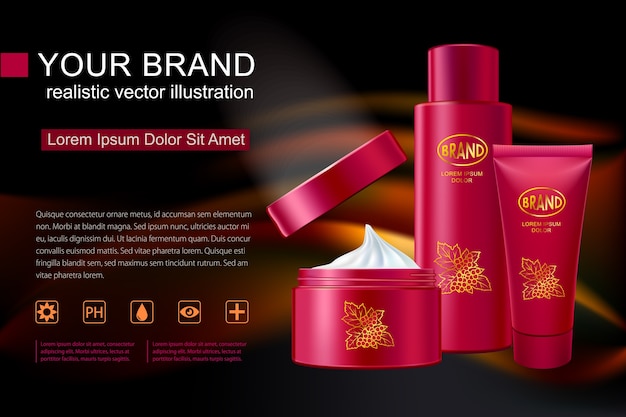 Vector realistic red cosmetic container mockup