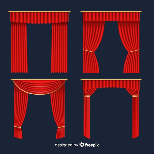 Vector realistic red curtain collection