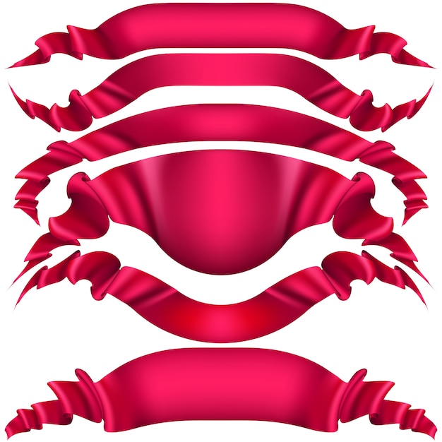 Vector realistic red decorative ribbon.