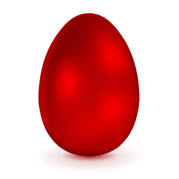 Realistic red easter egg with shadow on white background