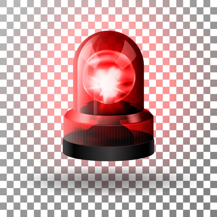 Vector realistic red flasher siren for cars. 
