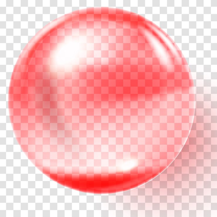 Vector realistic red glass ball. transparent red sphere