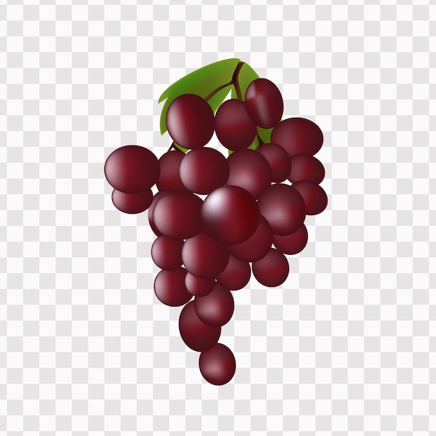 Реалистичный красный виноград на прозрачном фоне