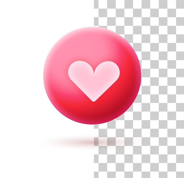 Realistic red heart on a transparent background