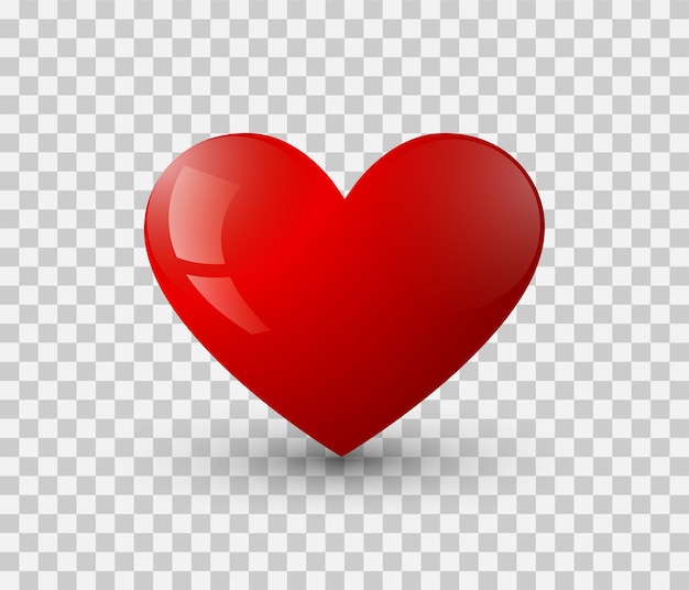 Реалистичное красное сердце с тенью premium векторы