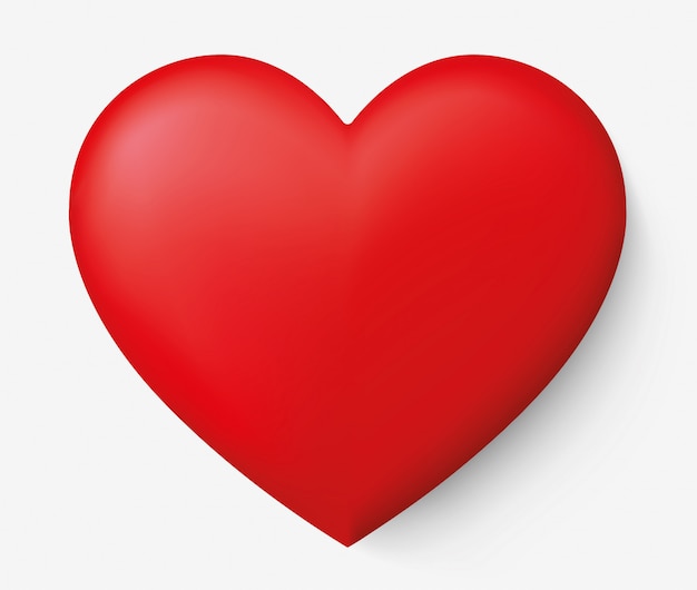 Vector realistic red heart with shadow