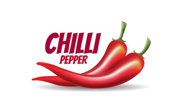 Realistic Red hot natural chili pepper isolated image with shadow vector illustration