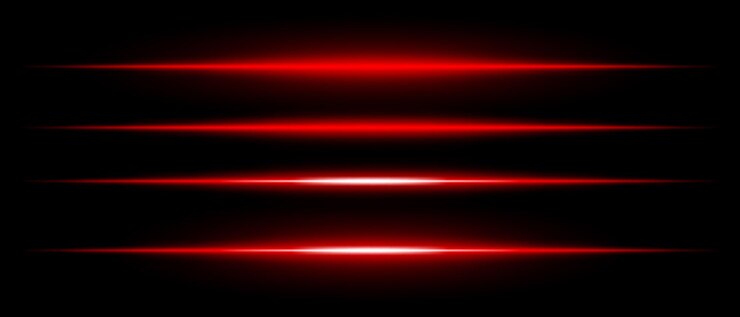 Vector realistic red laser beams with glowing effect on a black background futuristic energy streaks scifi speed motion neon cyber light