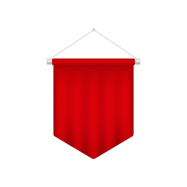 Realistic red pennant template.