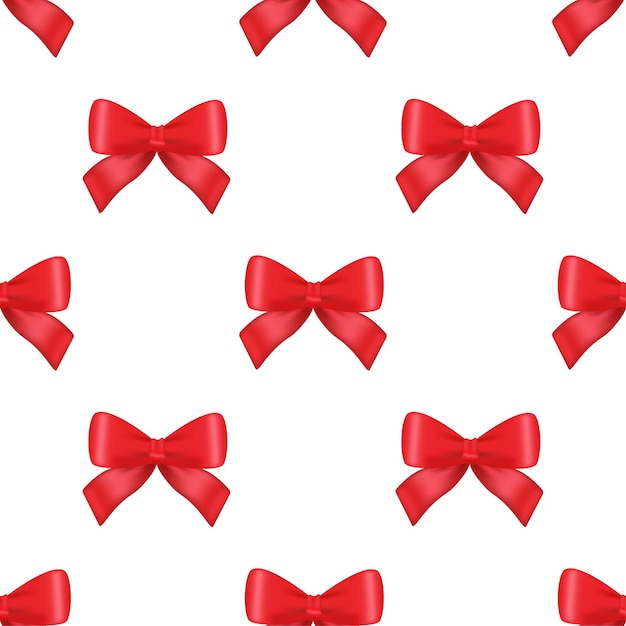 Realistic red ribbon pattern on white backdrop Holiday concept Xmas present Realistic template