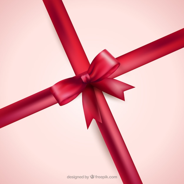 Realistic red ribbon with a bow