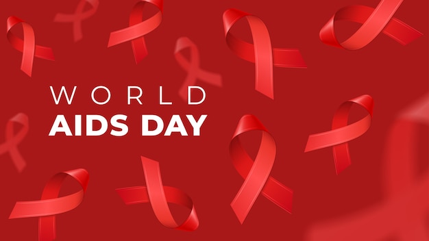 벡터 세계 에이즈의 날을위한 현실적인 빨간 리본. 12 월 hiv 인식 상징.