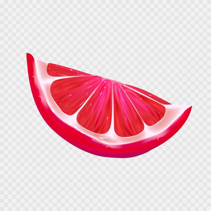 Vector realistic red slice of citruse on white background