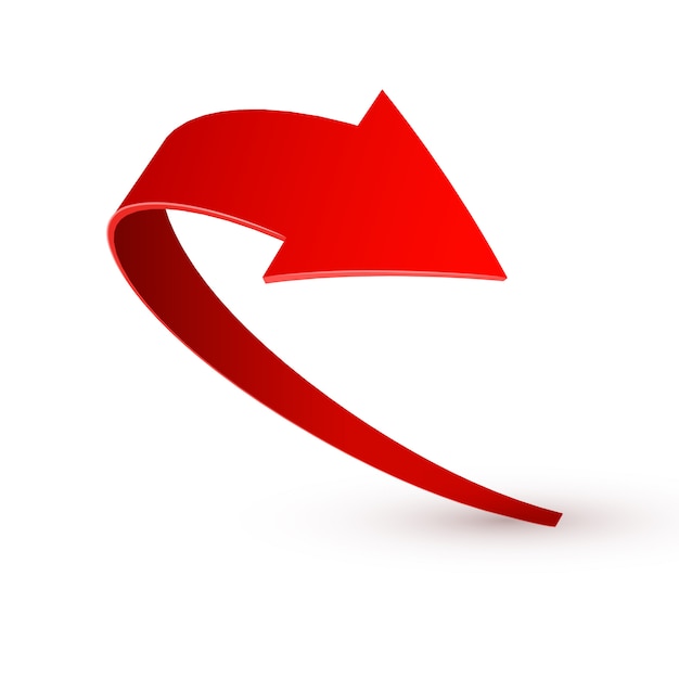 Realistic red swirling arrow. illustration on a white