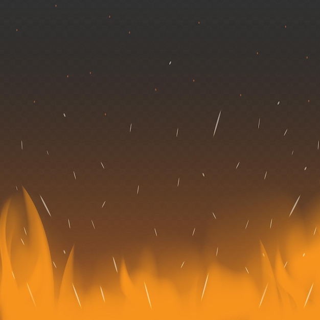 Realistic redyellow fire on a dark background Vector