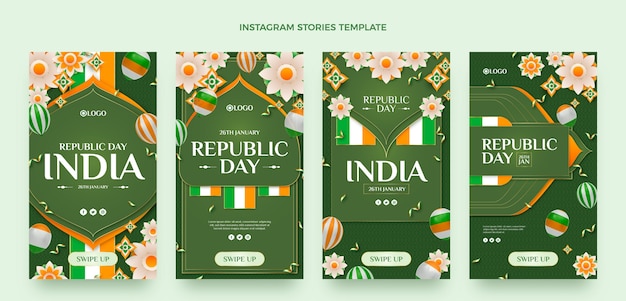 Realistica raccolta di storie su instagram per la festa della repubblica