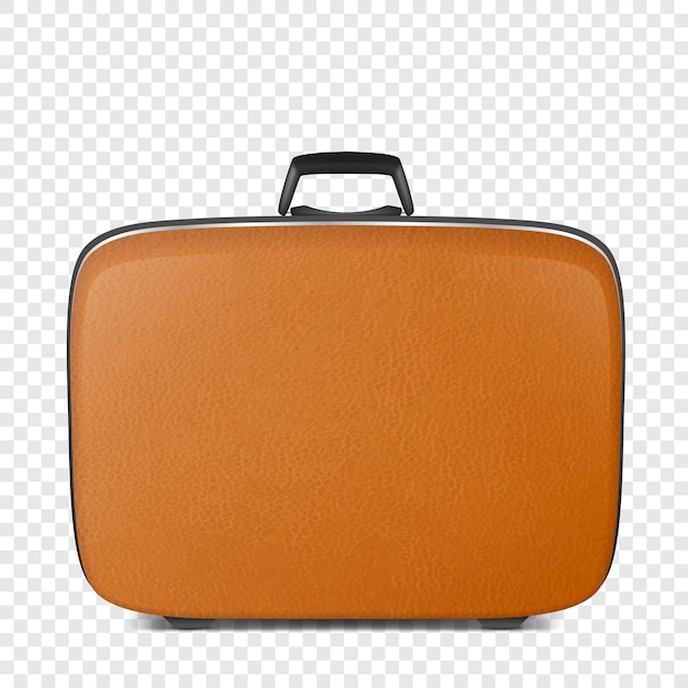 Вектор Реалистичный ретро винтаж кожаный коричневый чемодан крупным планом изолированные
