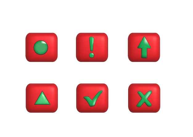 Realistic right and wrong 3D Button A set of glossy round icons