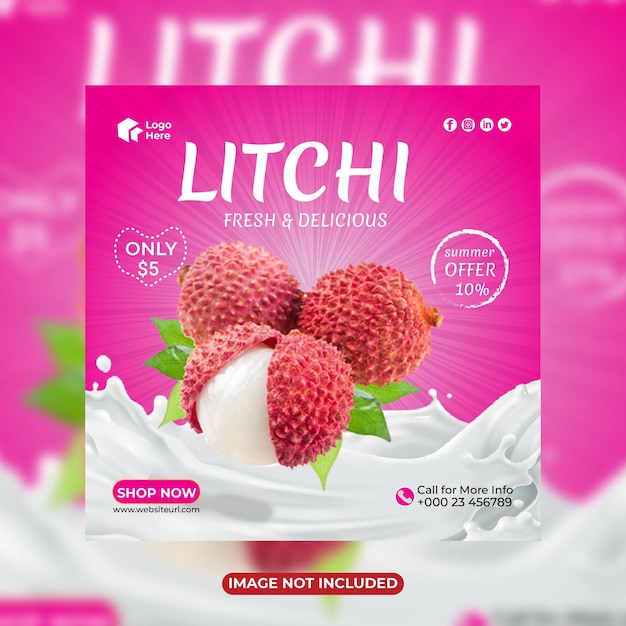 Realistico vettore isolato frutti di litchi freschi maturi