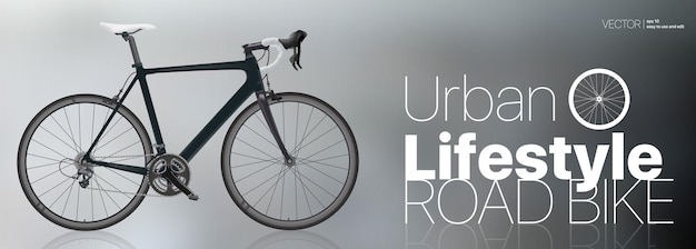 Vector realistic road bike, high detail of all elements of the bicycle