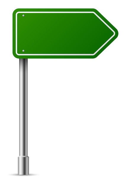 Realistic road direction pointer Green arrow sign