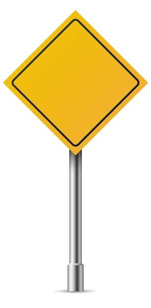 Realistic road sign Yellow diamond shape Warning symbol