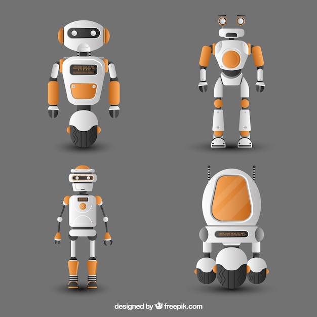 Vector realistic robot character collection