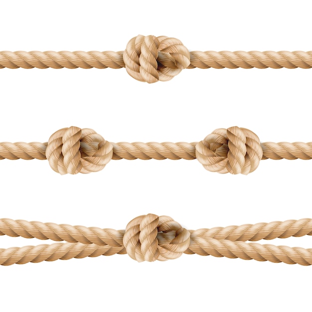 Realistic rope line eith knot set