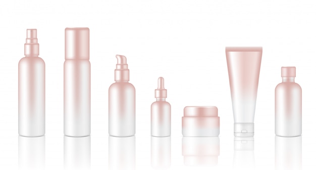 Set contagocce olio cosmetico realistico in oro rosa per la cura della pelle