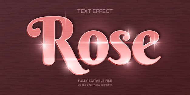 Realistic rose gold text effect design