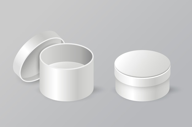 Realistic round box mockup illustration