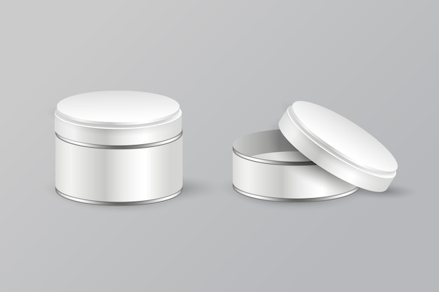 Realistic round box mockup illustration