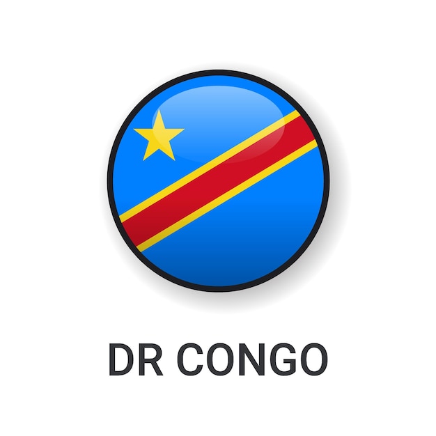 Vettore icona della bandiera della repubblica democratica del congo rotonda realistica vettore isolato per l'icona della partita sportiva