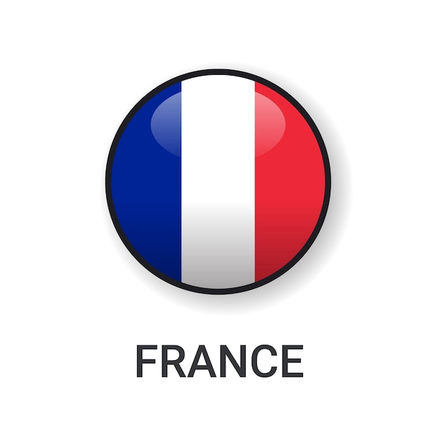 Realistic round france flag icon vector isolated on white background for sport match icon